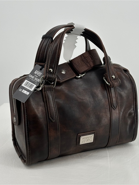 Madden Nyc Handbags - Madison NYC Dark Brown Leather Satchel with Dual Handles NWT